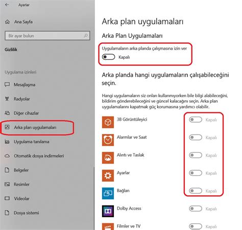 Arka Plan Uygulamalarını Kapatma