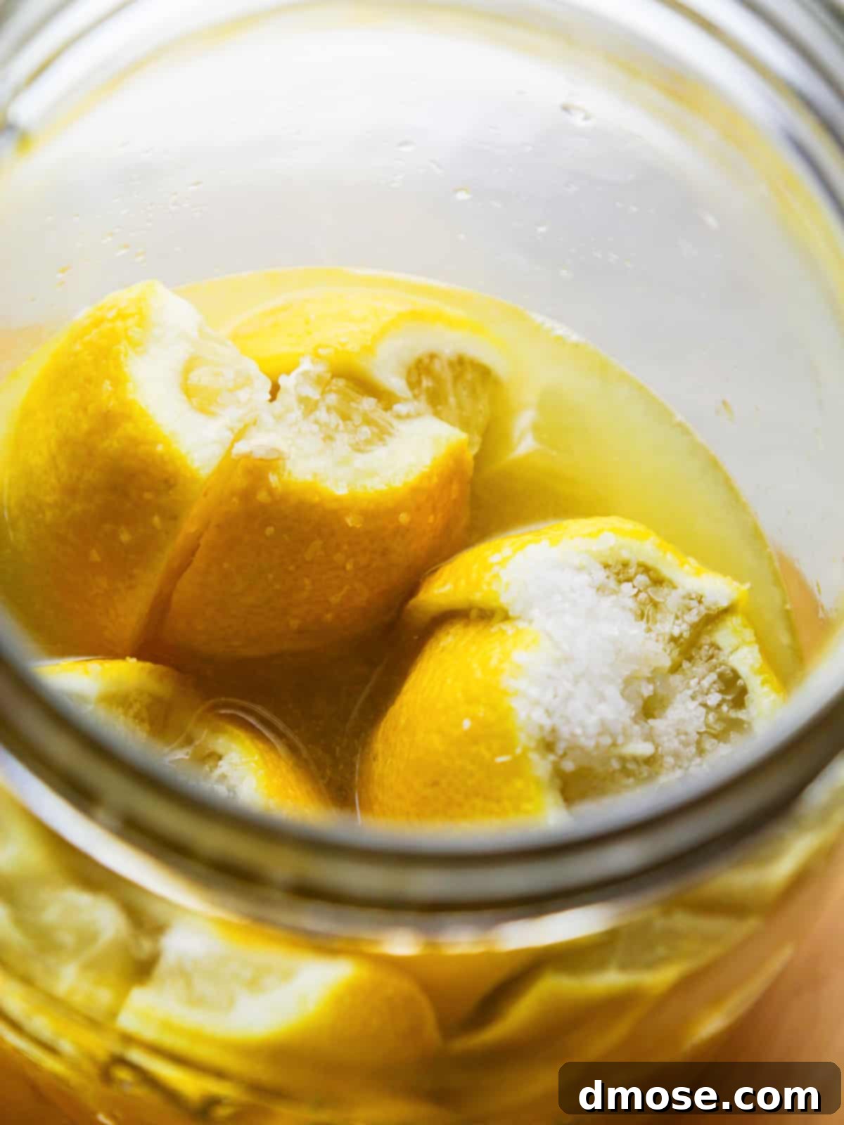 Putting salted preserved lemons into jar.
