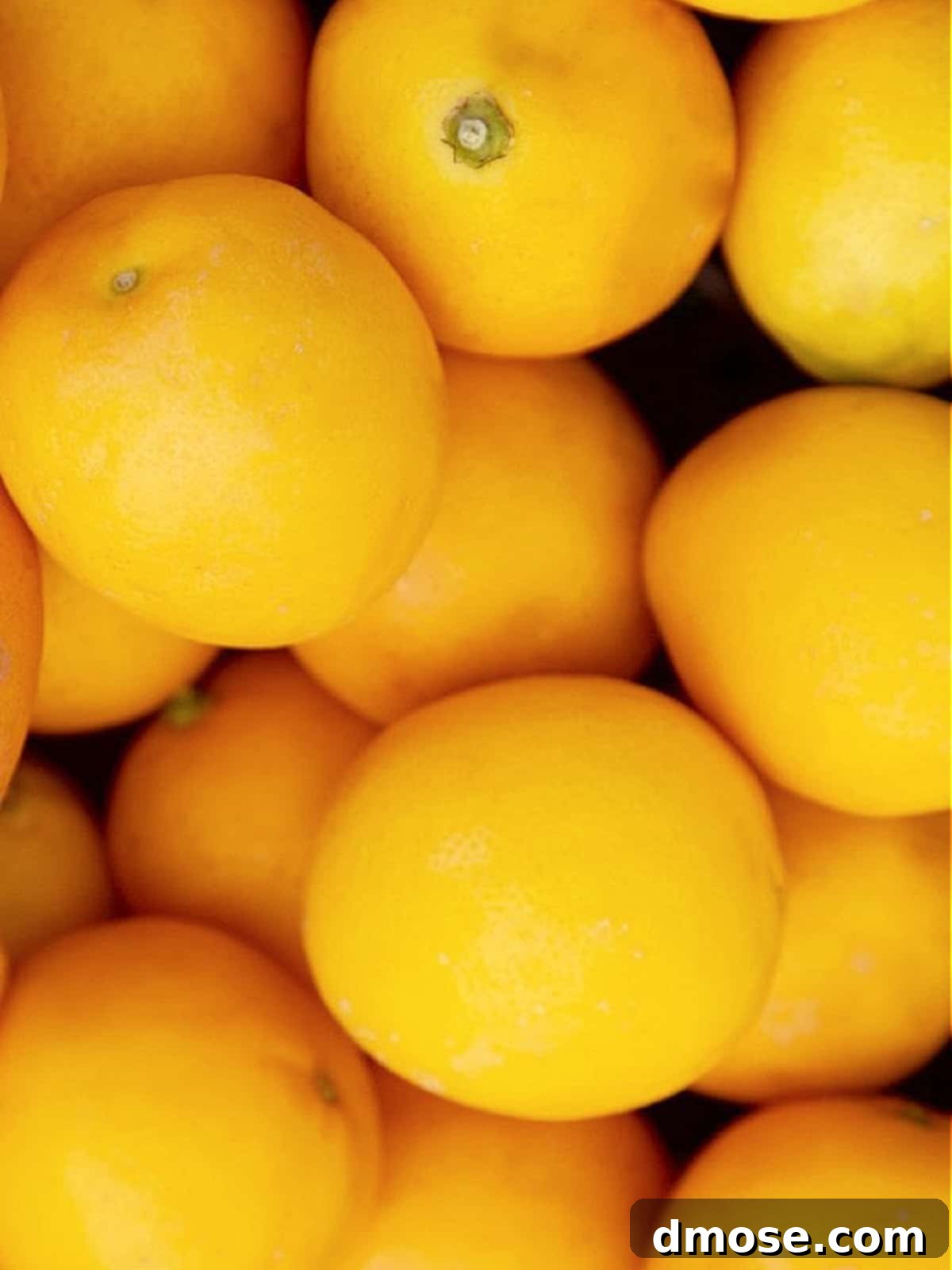 A pile of bright yellow lemons in a pile ready to make lemon recipes.