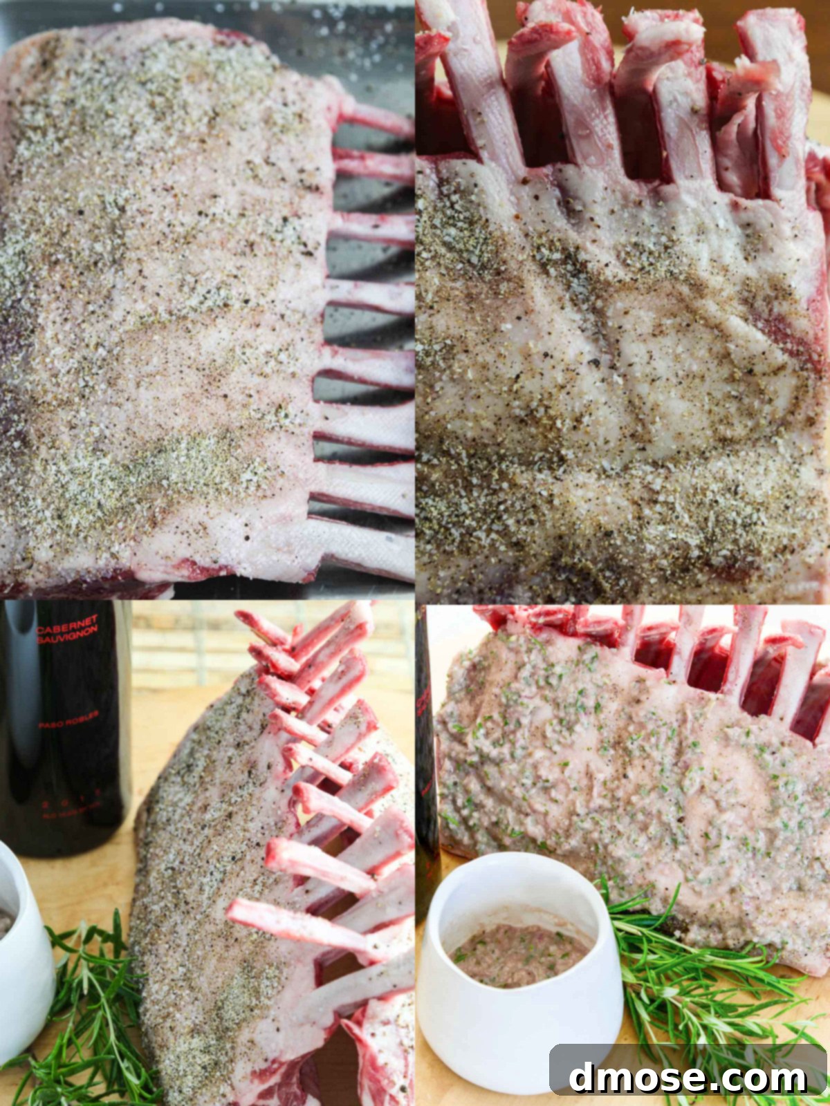 Aromatic Cabernet Rosemary Grilled Lamb Rack 4 Close-up of lamb racks marinating