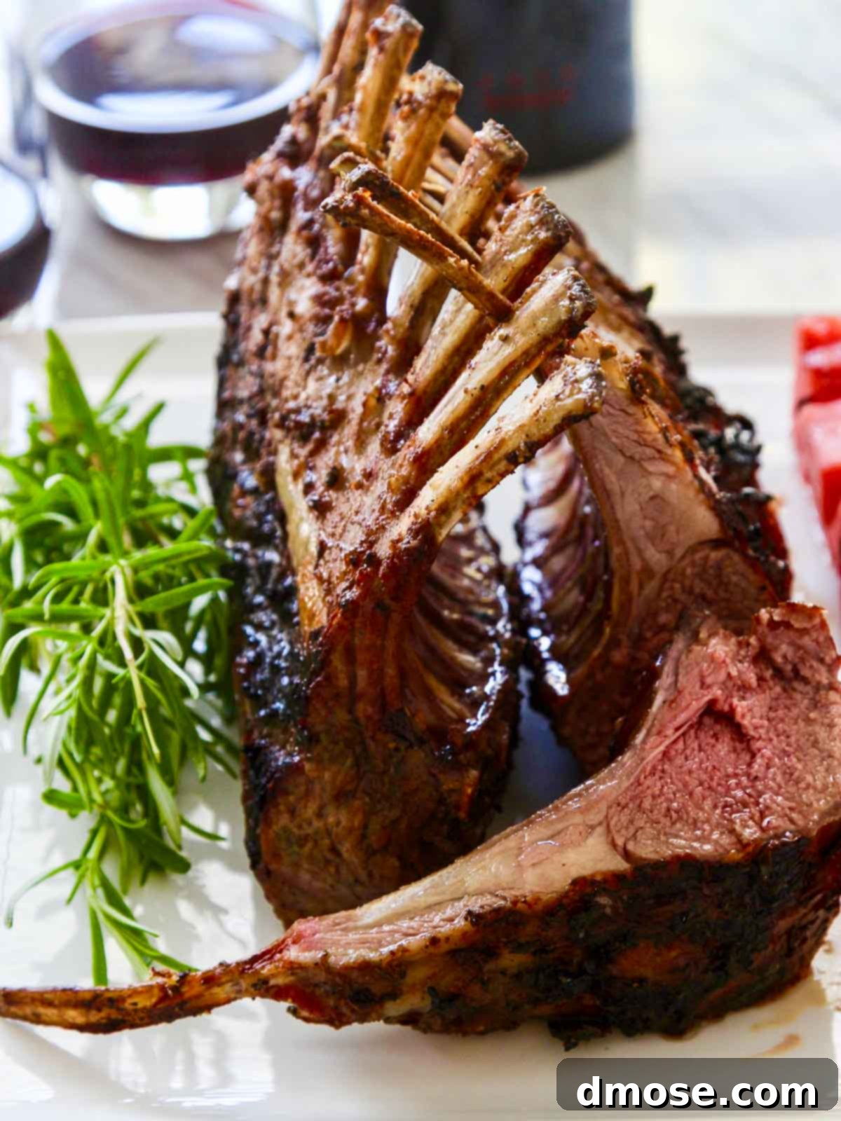 Aromatic Cabernet Rosemary Grilled Lamb Rack 5 Serving grilled lamb chops with rosemary