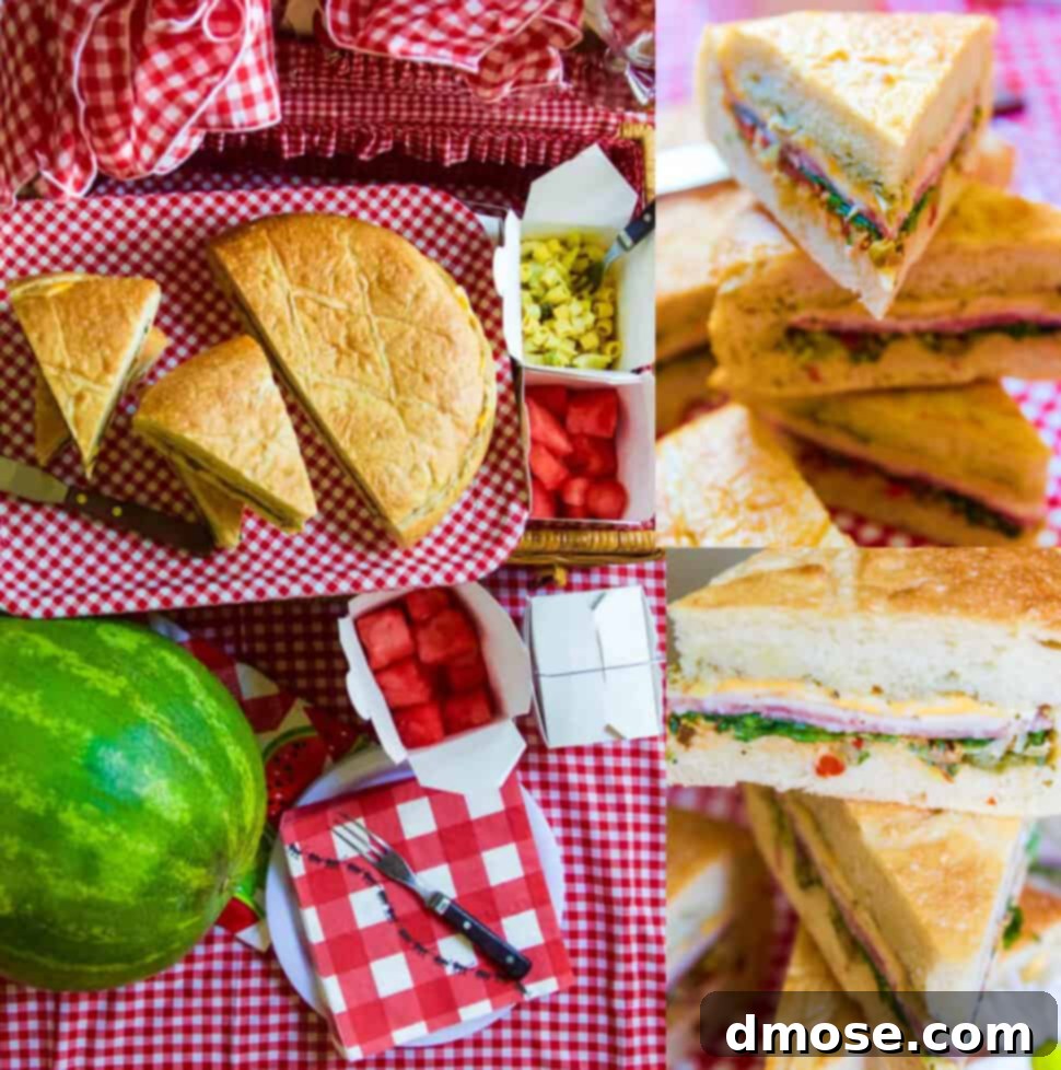 Picnic Ready Pressed Italian Subs 22 Picnic sandwiches on a red and white check table with sliced sandwiches.