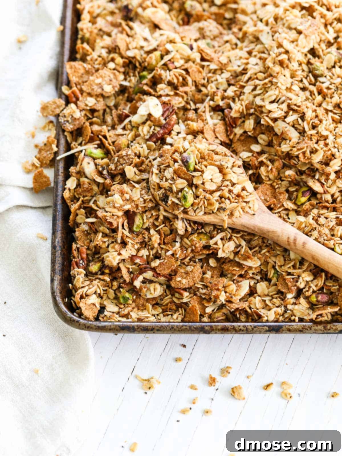Sheet pan filled with granola