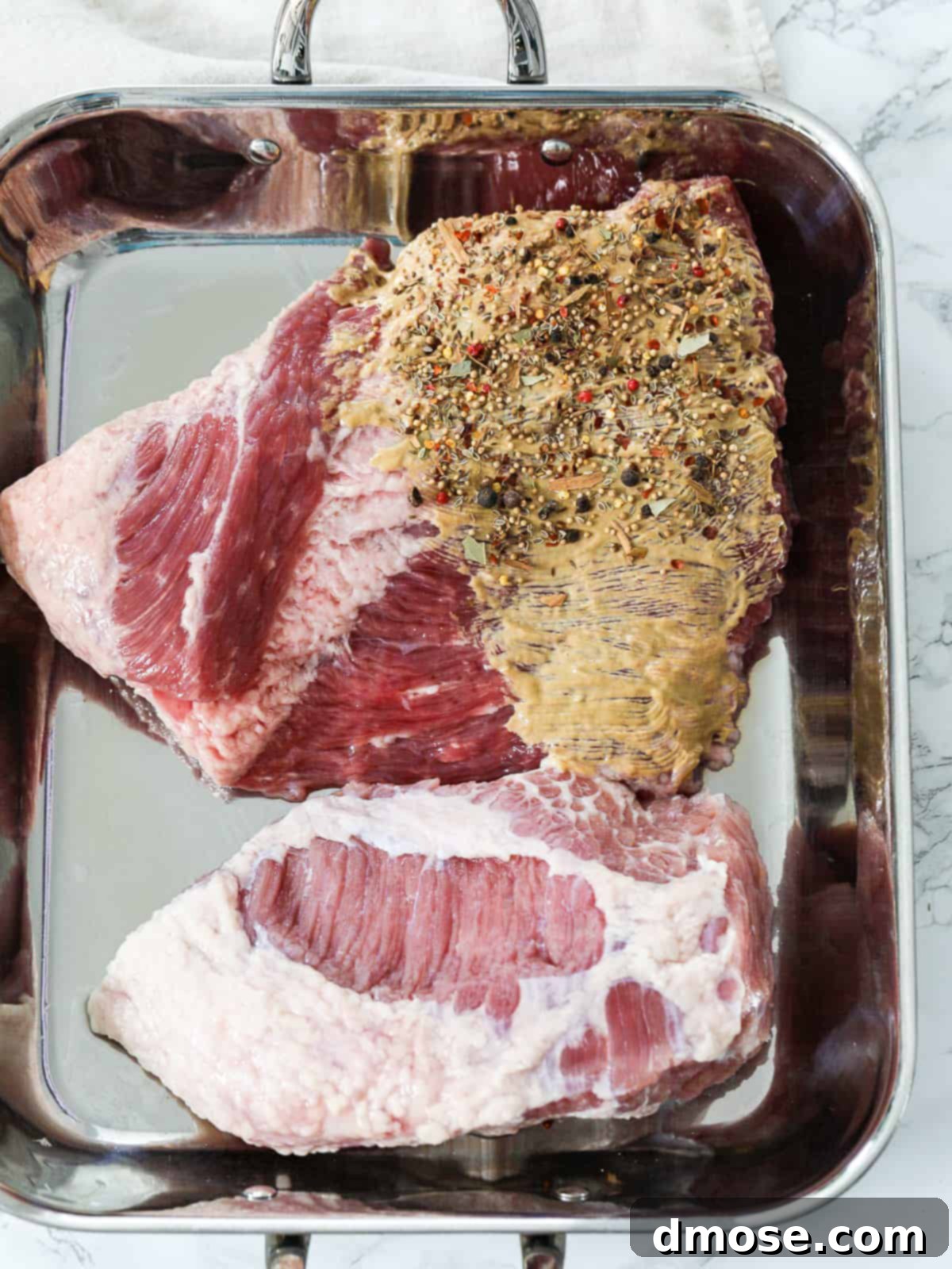 Slow-Cooked Corned Beef Perfection 5 Dijon mustard and pickling spices on corned beef.