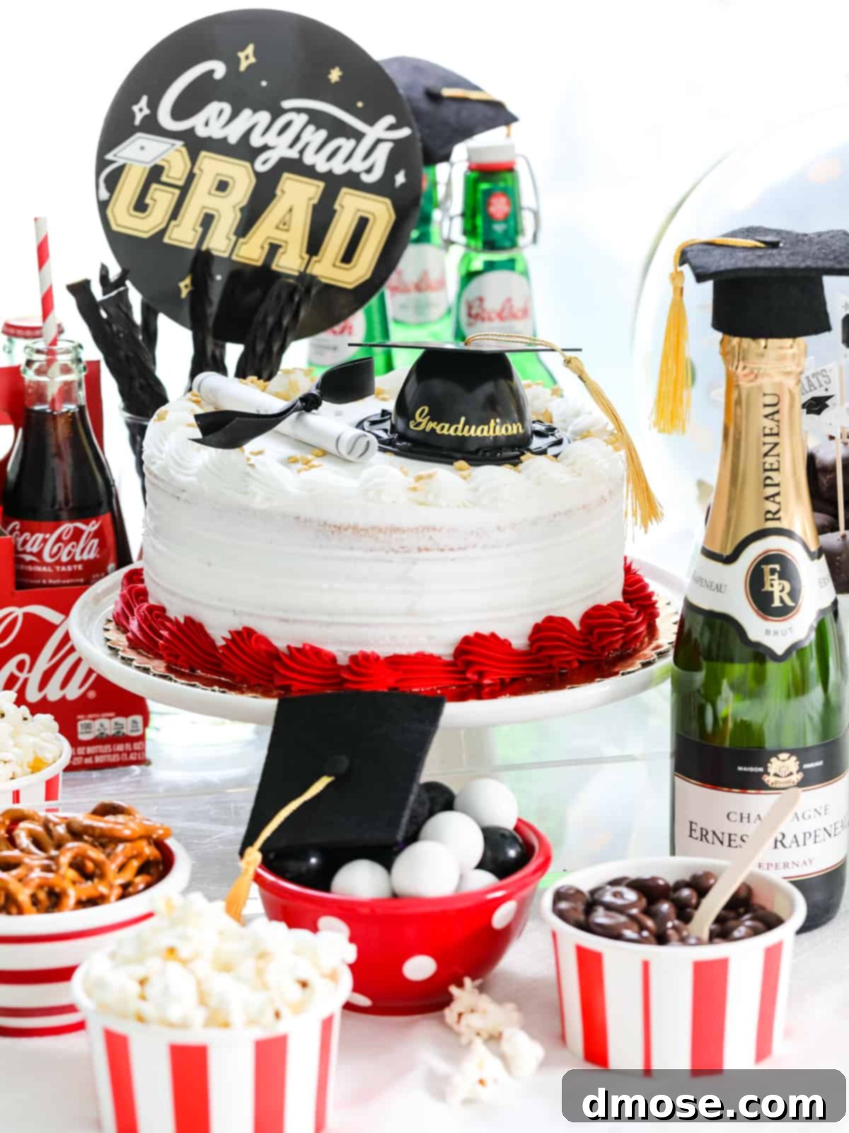 Graduation Party Food Inspiration for 2024 2 A vibrant table spread with graduation party food, drinks, and decorations.